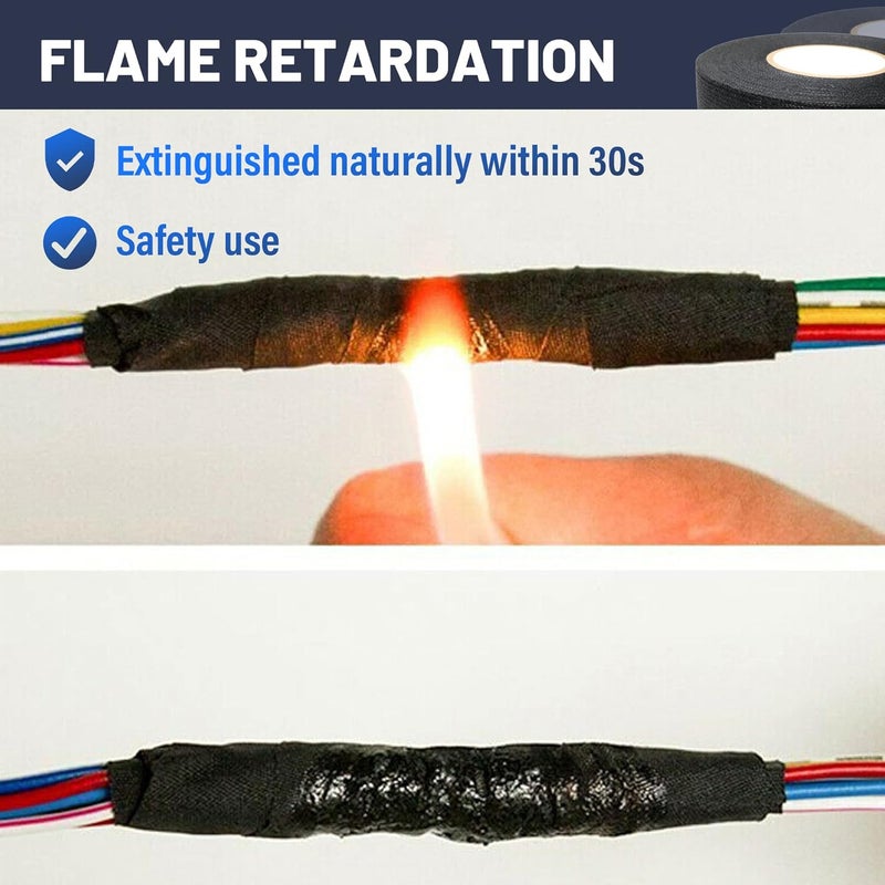 RED WOLF Wiring Harness Tape High Temp Wire Cable Loom Self-Adhesive Fabric Tape for Electrical Automotive Engine Harness Wrap Protection Noise Damping Cables Fixed 3/4 Inch x 50 FT 5 Rolls - Image 4